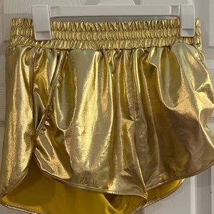 L Markarthy Metallic Gold shorts